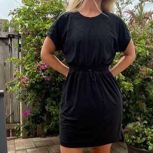 lululemon athletica Black Short Sleeve Drawstring Mini Dress